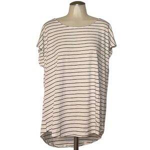 Green Envelope Womens Striped Short Sleeve Top White Bk Stripe XL New w/ tag